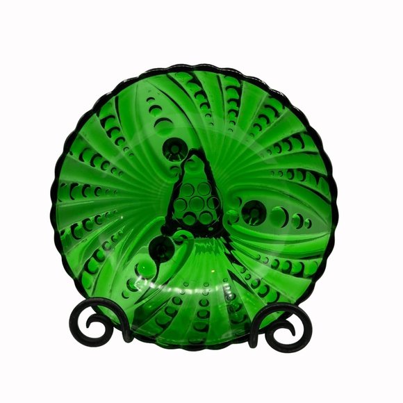 Emerald Green Burple Inspiration Glass Footed Bowl by Anchor Hocking Vintage 195 - Picture 2 of 11